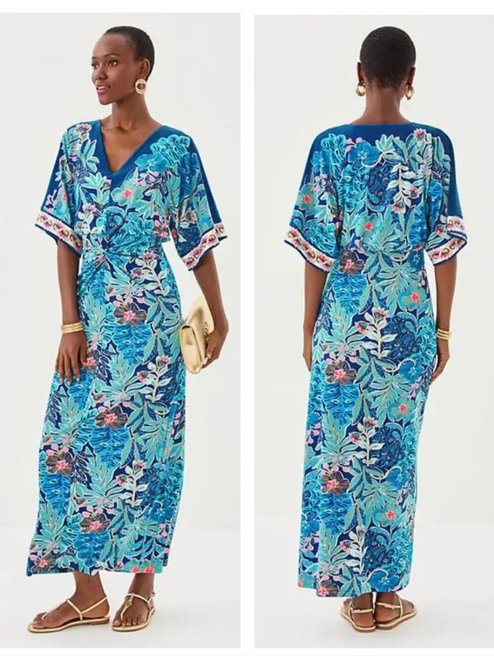 Lilly Pulitzer Adalyn Maxi Dress starlight navy best fronds forever Size 10